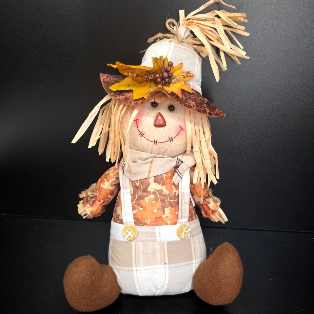 Homerbest Scarecrow Plush Decor 13" Orange Beige Fall Harvest Thanksgiving Decor